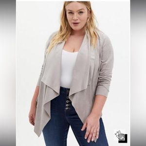 Torrid Faux Suede Drape Front Jacket Size 2